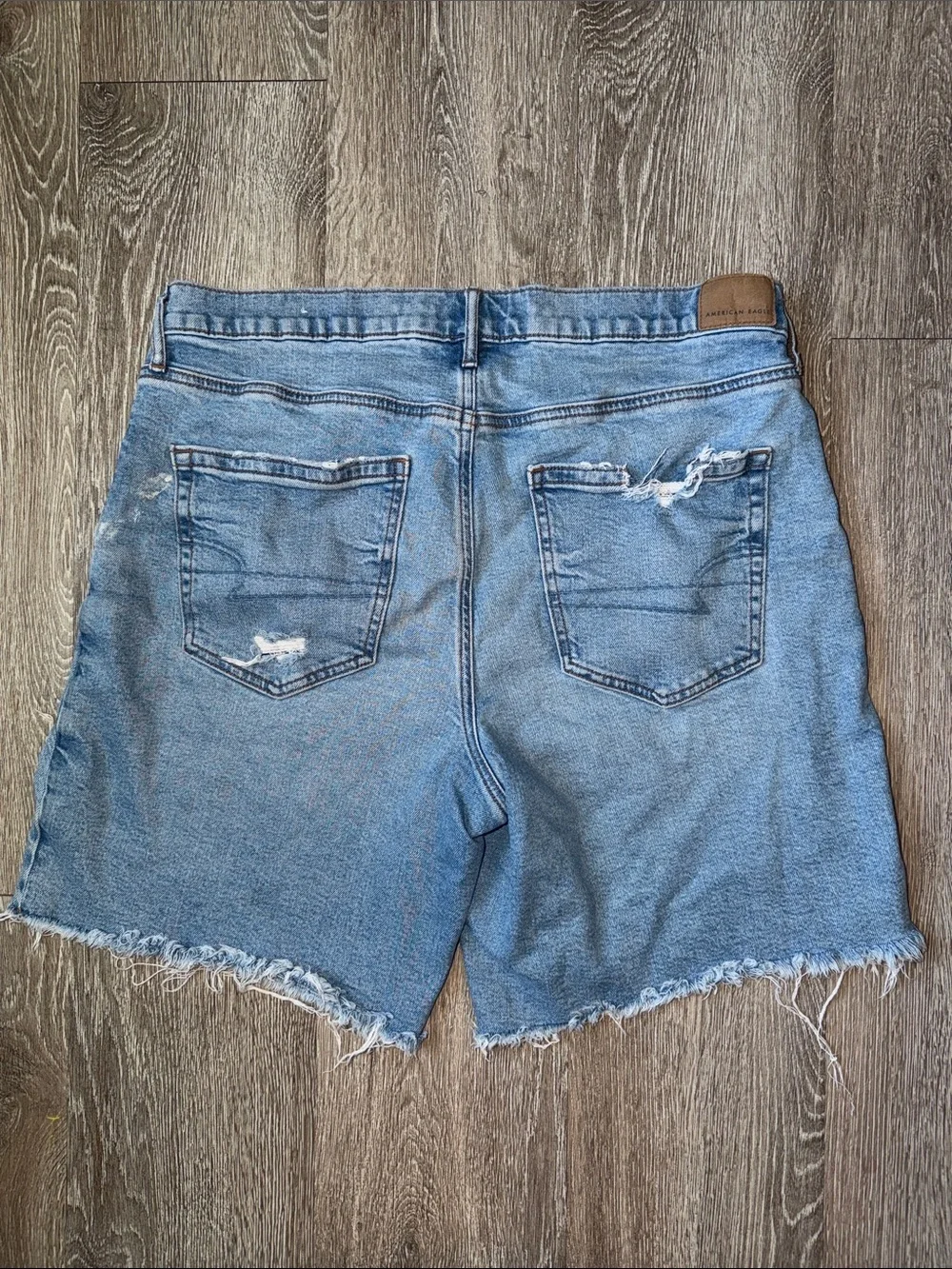 American Eagle Outfitters Light Blue Ripped Denim Bermuda Jean Shorts 12
